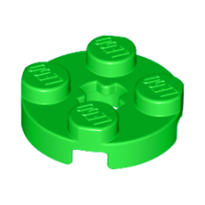 Bright Green Plate, Round 2 x 2 with Axle Hole