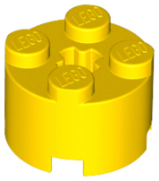 Yellow Brick, Round 2 x 2 with Axle Hole