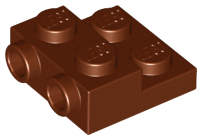 Reddish Brown Plate, Modified 2 x 2 x 2/3 with 2 Studs on Side