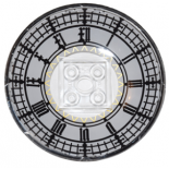 Trans-Clear Dish 6 x 6 Inverted (Radar) - Solid Studs with Big Ben Clock Face Pattern