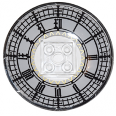Trans-Clear Dish 6 x 6 Inverted (Radar) - Solid Studs with Big Ben Clock Face Pattern