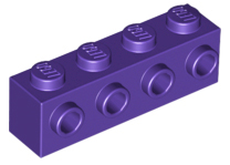 Dark Purple Brick, Modified 1 x 4 with 4 Studs on 1 Side