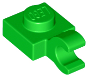 Bright Green Plate, Modified 1 x 1 with Clip Horizontal (thick open O clip)
