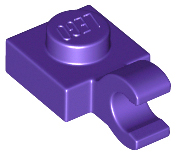 Dark Purple Plate, Modified 1 x 1 with Clip Horizontal (thick open O clip)