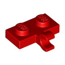 Red Plate, Modified 1 x 2 with Clip Horizontal on Side