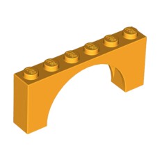 Bright Light Orange Brick, Arch 1 x 6 x 2 - Medium Thick Top without Reinforced Underside
