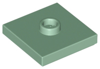 Sand Green Plate, Modified 2 x 2 with Groove and 1 Stud in Center (Jumper)