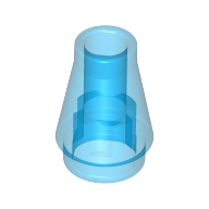 Trans-Dark Blue Cone 1 x 1 with Top Groove