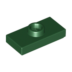 Dark Green Plate, Modified 1 x 2 with 1 Stud with Groove and Bottom Stud Holder (Jumper)
