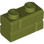 Olive Green Brick, Modified 1 x 2 with Masonry Profile (Brick Profile)