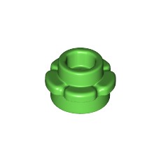 Bright Green Plate, Round 1 x 1 with Flower Edge (5 Petals)