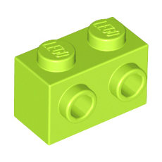 Lime Brick, Modified 1 x 2 with Studs on 1 Side