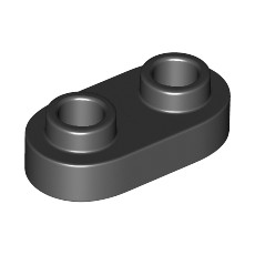 Black Plate, Modified 1 x 2 Rounded with 2 Open Studs