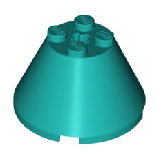 Dark Turquoise Cone 4 x 4 x 2 with Axle Hole
