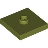 Olive Green Plate, Modified 2 x 2 with Groove and 1 Stud in Center (Jumper)