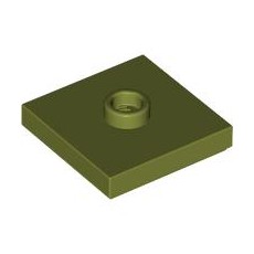 Olive Green Plate, Modified 2 x 2 with Groove and 1 Stud in Center (Jumper)