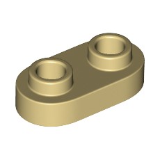 Tan Plate, Modified 1 x 2 Rounded with 2 Open Studs