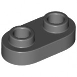 Dark Bluish Gray Plate, Modified 1 x 2 Rounded with 2 Open Studs