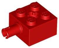 Red Brick, Modified 2 x 2 with Pin and Axle Hole