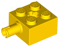 Yellow Brick, Modified 2 x 2 with Pin and Axle Hole