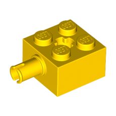 Yellow Brick, Modified 2 x 2 with Pin and Axle Hole
