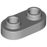 Light Bluish Gray Plate, Modified 1 x 2 Rounded with 2 Open Studs