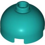 Dark Turquoise Brick, Round 2 x 2 Dome Top with Bottom Axle Holder - Hollow Stud