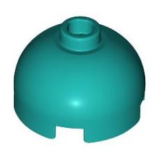 Dark Turquoise Brick, Round 2 x 2 Dome Top with Bottom Axle Holder - Hollow Stud