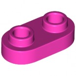 Dark Pink Plate, Modified 1 x 2 Rounded with 2 Open Studs