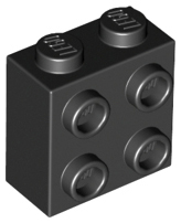 Black Brick, Modified 1 x 2 x 1 2/3 with Studs on 1 Side