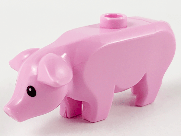 Bright Pink Pig with Black Eyes and White Pupils Pattern