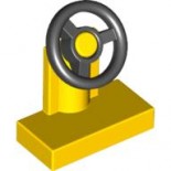 Yellow Vehicle, Steering Stand 1 x 2 with Black Steering Wheel